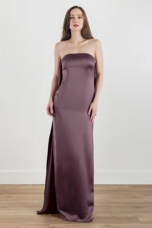 Size S Black Watters 5543 Strapless Column Gown with Draping Back